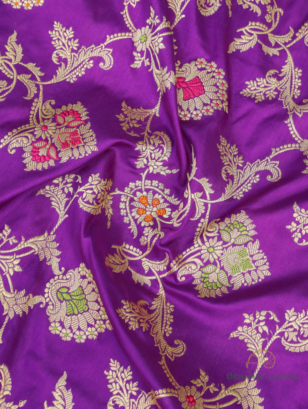 Purple Handwoven Pure Kataan Silk Banarasi Saree With Meenakari