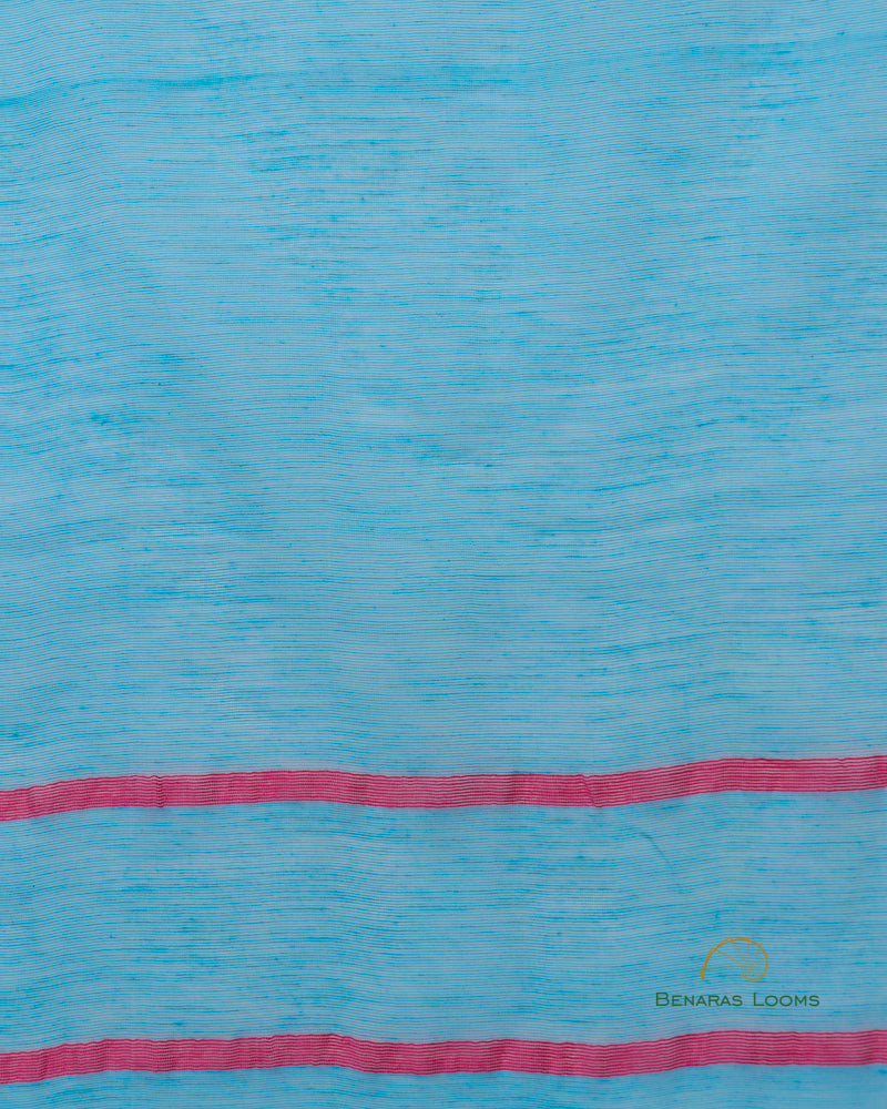 Blue Handwoven Cotton Silk Tantuj Saree.