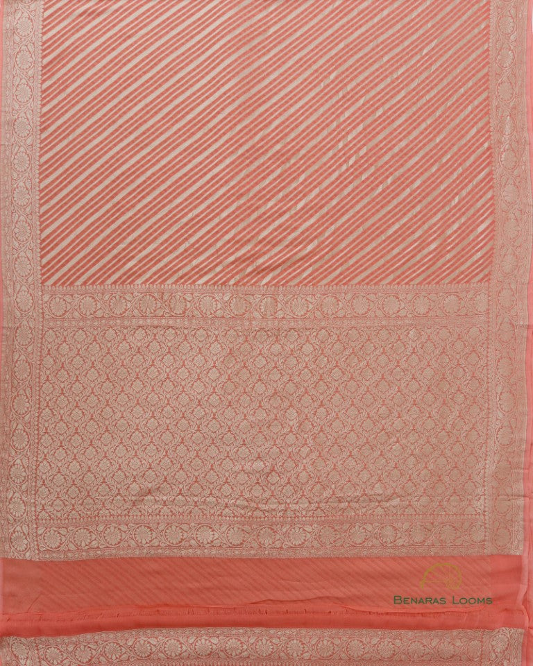 Peach Handwoven Pure Khaddi Georgette Saree