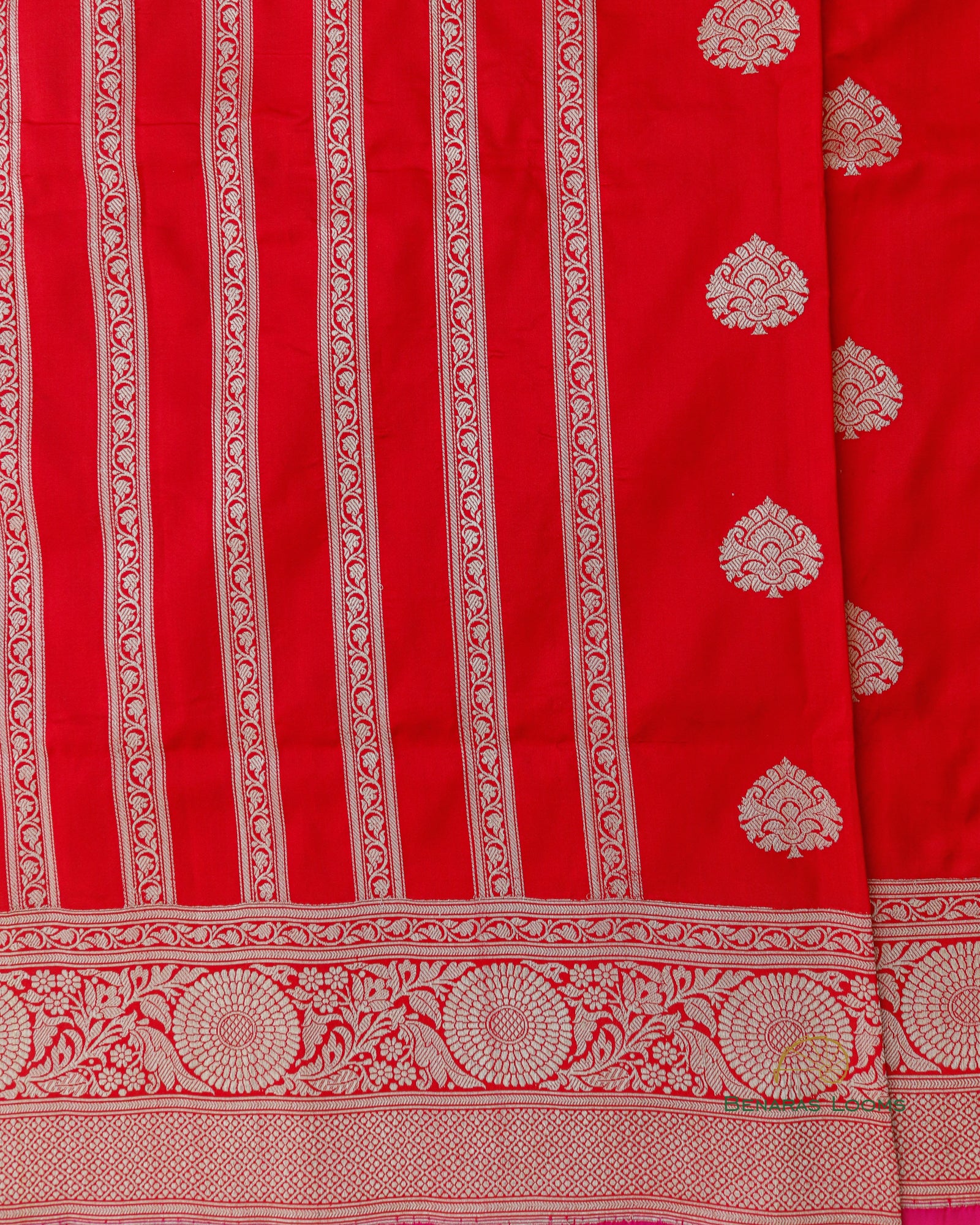 Red Handwoven Pure Kataan Silk Kadhua Jaal Benarasi Saree