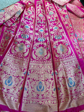 Load image into Gallery viewer, Pink Handwoven Pure Silk Banarasi Lehenga with Meenakari
