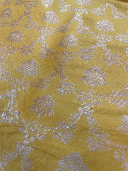Aarohi Yellow Handwoven Pure Silk Banarasi Lehenga with Meenakari