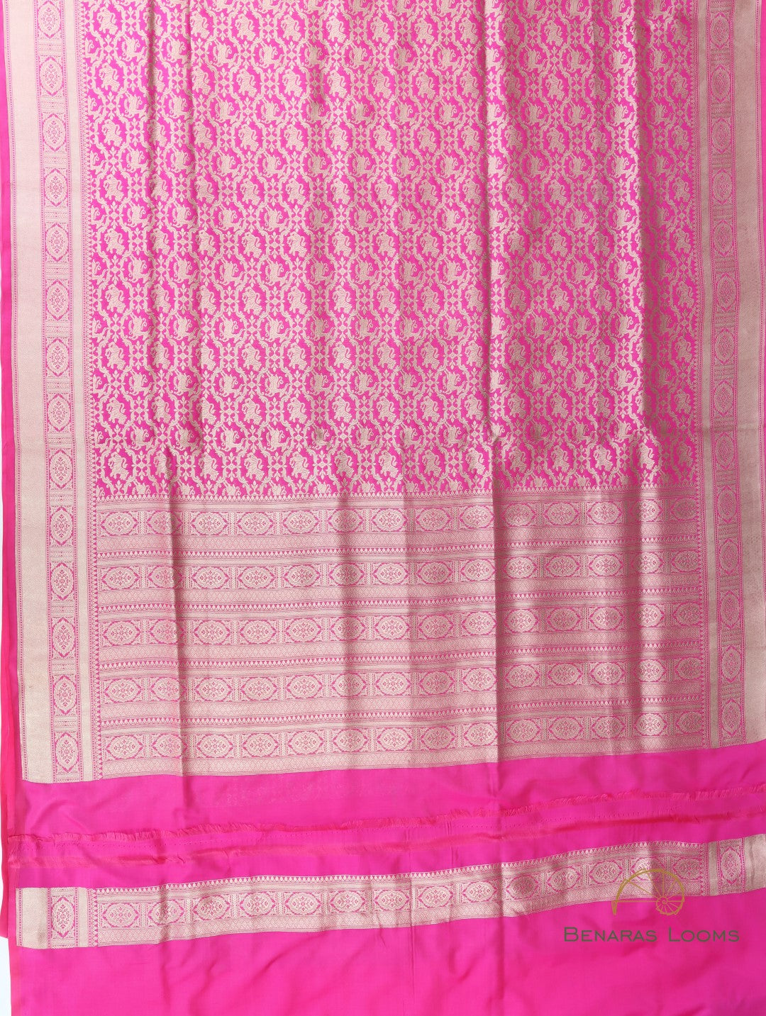Pink Handwoven Shikargah Pure Silk Banarasi Saree