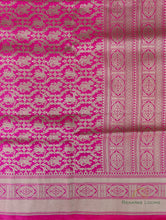 Load image into Gallery viewer, Pink Handwoven Shikargah Pure Silk Banarasi Saree
