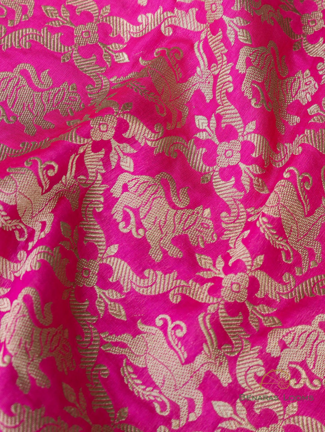 Pink Handwoven Shikargah Pure Silk Banarasi Saree