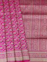 Load image into Gallery viewer, Pink Handwoven Shikargah Pure Silk Banarasi Saree
