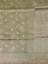 Load image into Gallery viewer, Olive Geeen Handwoven Pure Silk Banarasi Saree
