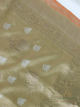 Load image into Gallery viewer, Olive Geeen Handwoven Pure Silk Banarasi Saree
