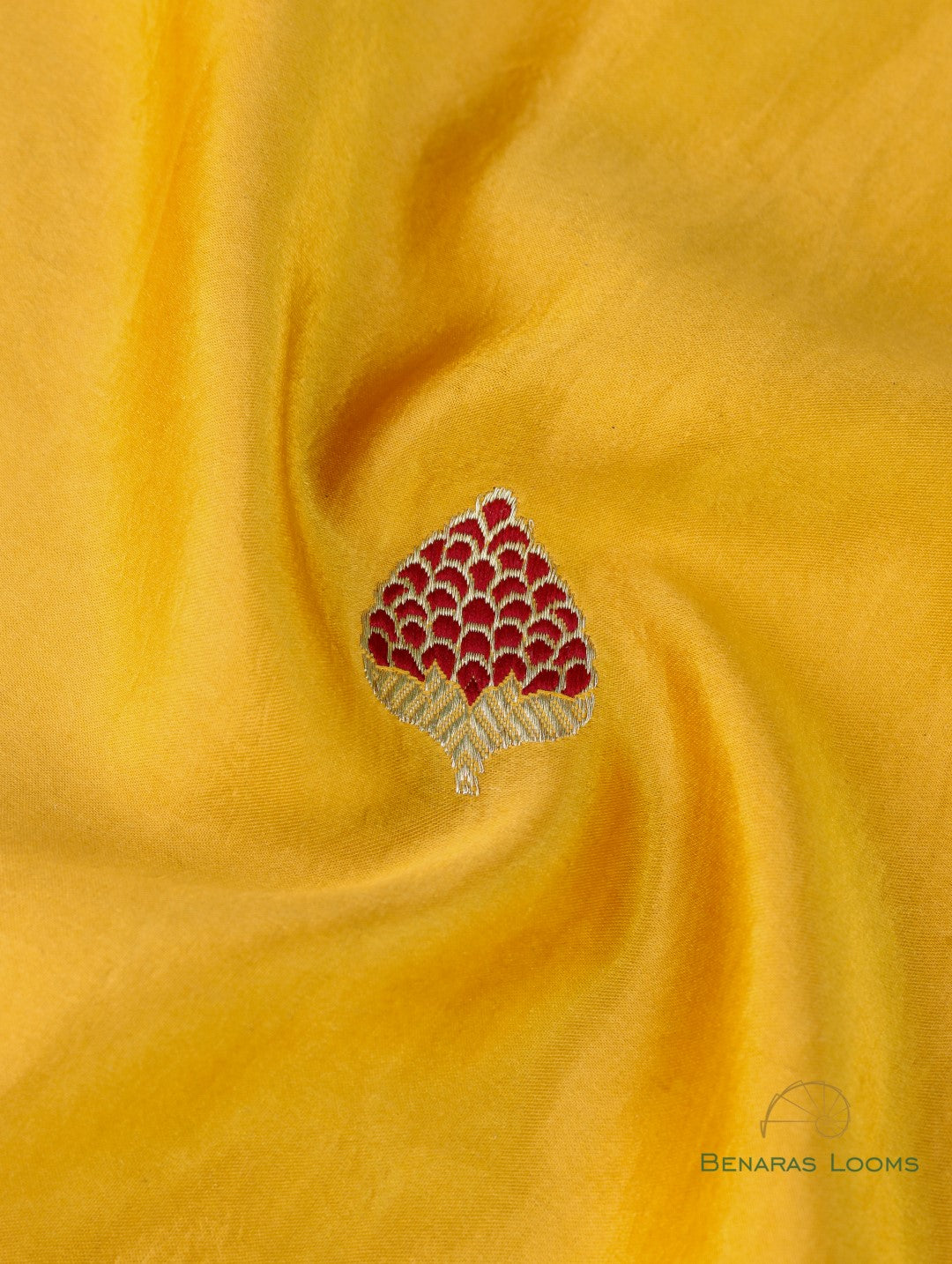 Golden Mustard Handloom Satin Silk Shikargah Banarasi Saree