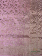 Load image into Gallery viewer, Pink Handwoven Floral Jaal Pure Satin Silk Banarasi Saree
