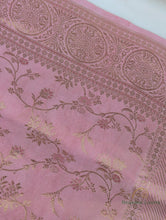 Load image into Gallery viewer, Pink Handwoven Floral Jaal Pure Satin Silk Banarasi Saree
