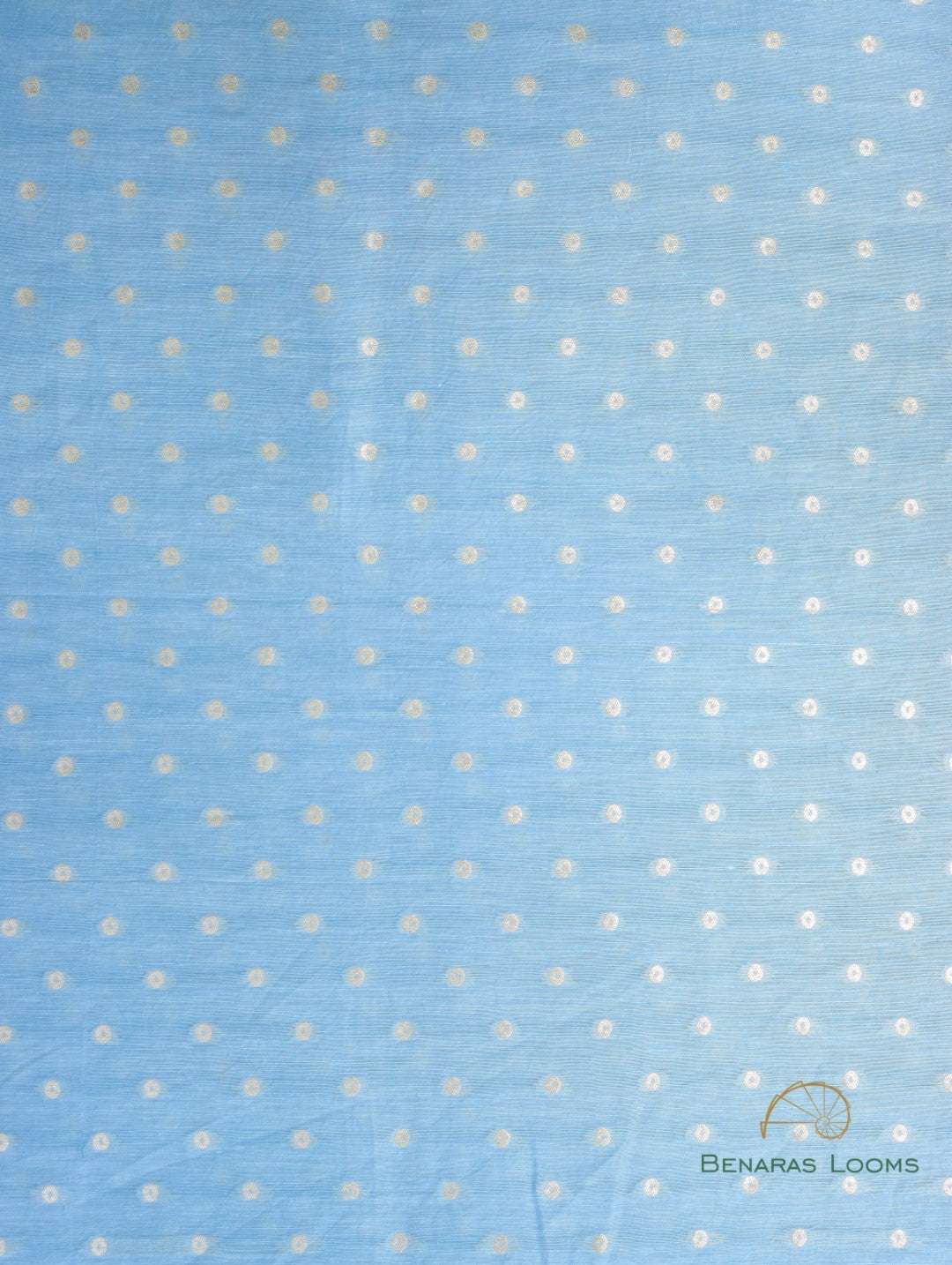 Blue Handwoven Brocade Butidar Pure Silk Fabric