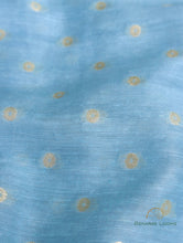 Load image into Gallery viewer, Blue Handwoven Brocade Butidar Pure Silk Fabric
