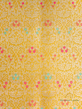 Load image into Gallery viewer, Yellow Handwoven Brocade jaal with Meenakari Pure Silk Fabric
