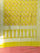 Load image into Gallery viewer, Yellow Handwoven Pure Tussar Georgette Banarasi Saree
