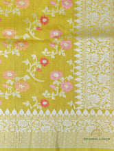 Load image into Gallery viewer, Yellow Handwoven Pure Tussar Georgette Banarasi Saree
