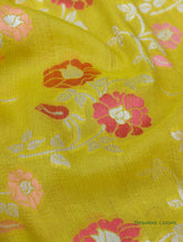 Load image into Gallery viewer, Yellow Handwoven Pure Tussar Georgette Banarasi Saree
