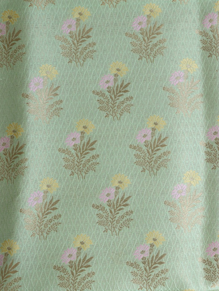 Green Floral Banarasi Fabric