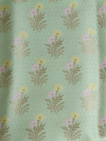 Green Floral Banarasi Fabric
