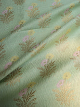 Load image into Gallery viewer, Green Floral Banarasi Fabric
