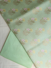 Load image into Gallery viewer, Green Floral Banarasi Fabric
