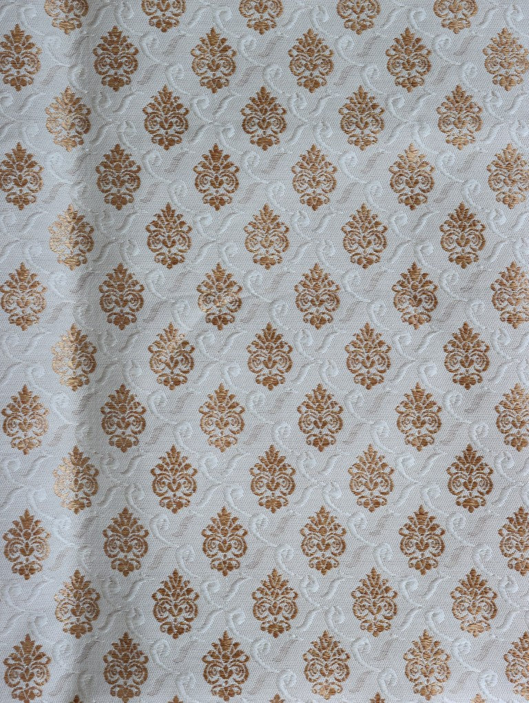 Cream Gold Banarasi Silk Fabric