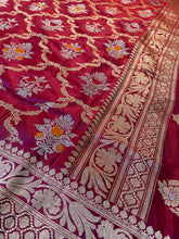 Load image into Gallery viewer, Maroon Pure Silk Kadhua Jangla Banarasi Saree
