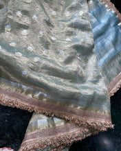 Load image into Gallery viewer, Pista Green Tissue Silk Saree with Embellished Border
