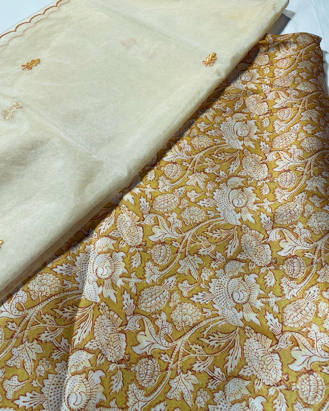 Unstitched Tussar Silk 3 Pc Suit Fabric