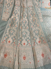 Load image into Gallery viewer, Pastel Blue Handwoven Pure Silk Banarasi Lehenga
