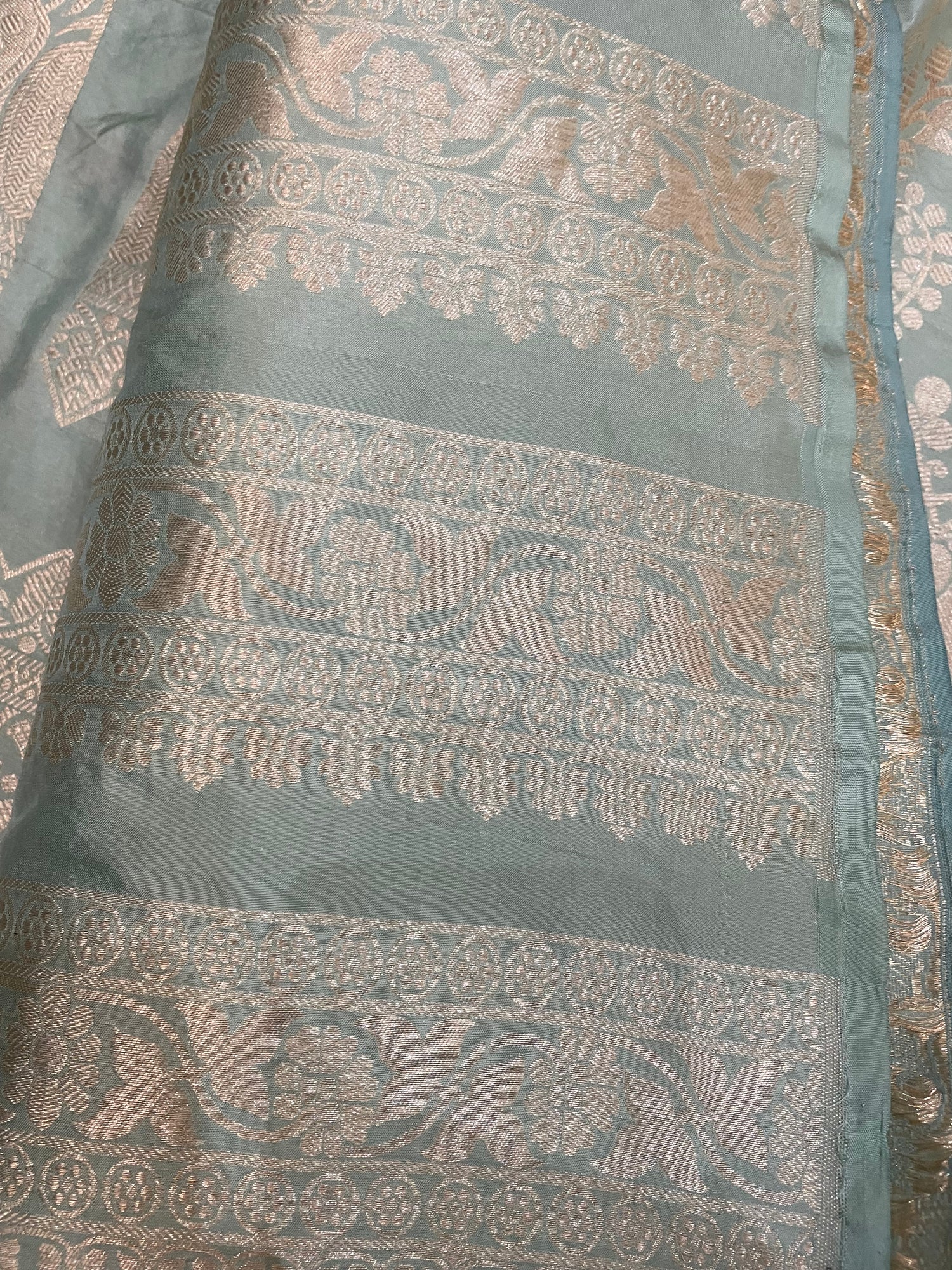 Aarohi Pastel Blue Handwoven Pure Silk Banarasi Lehenga