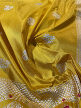 Load image into Gallery viewer, Mustard Yellow Pure Silk Banarasi Saree
