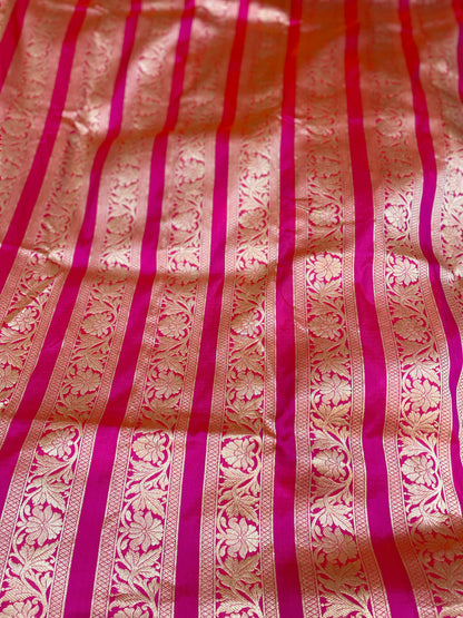 Chhavi Pink Handwoven Pure Silk Banarasi Lehenga