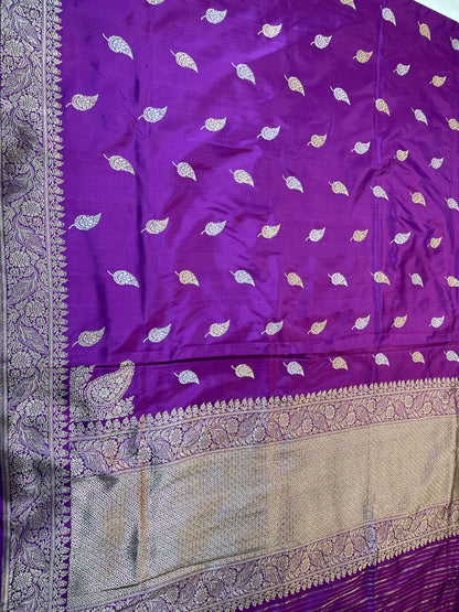Purple Kadhua Buti Banarasi Saree with Koniya