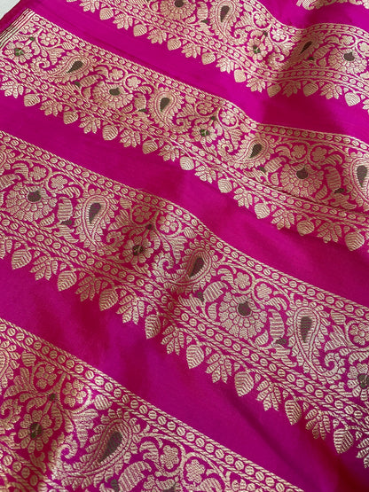 Rhea Pink Handwoven Pure Kataan Silk Banarasi Lehenga