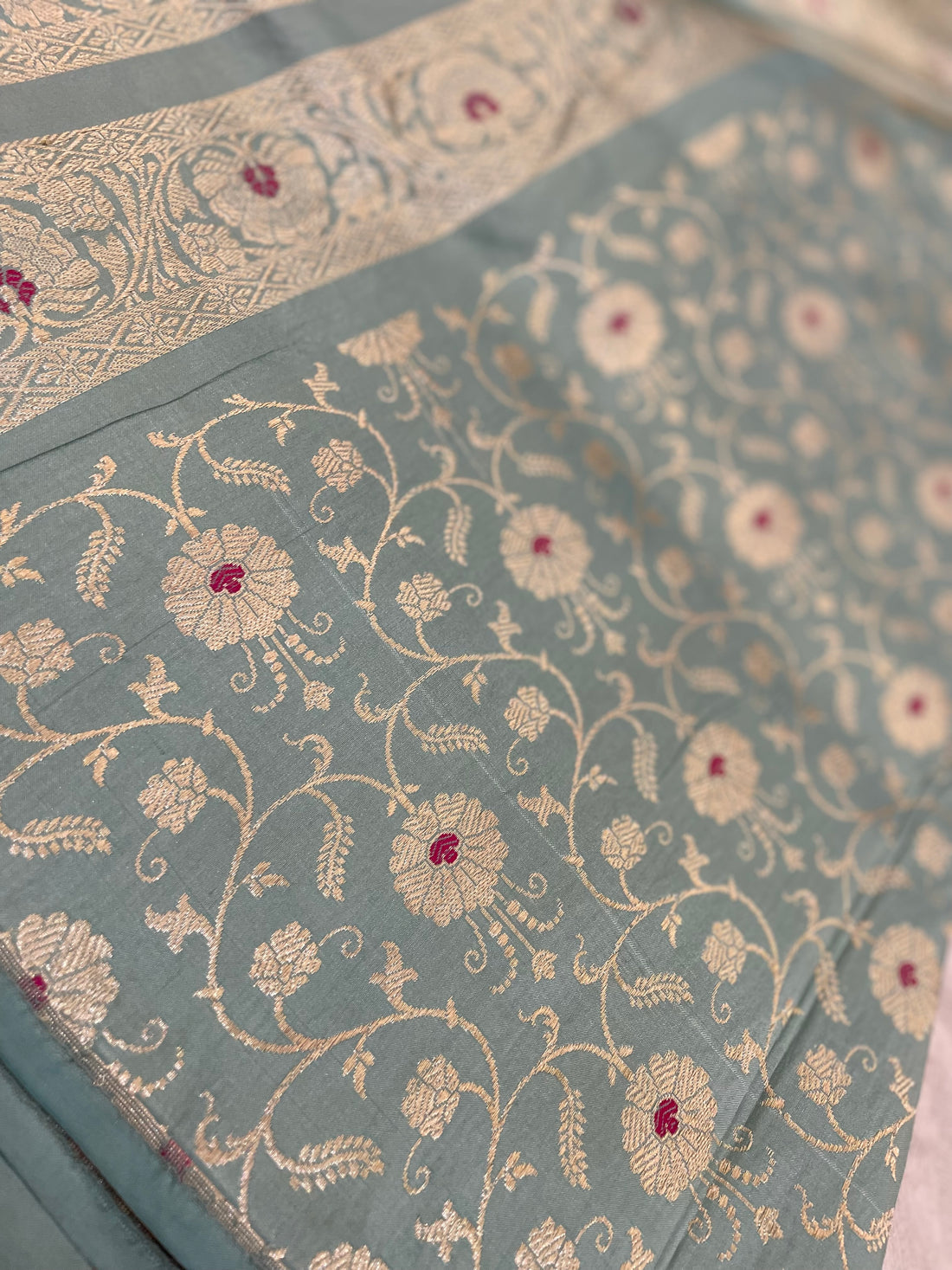 Mandala Pastel Handwoven Pure Silk Banarasi Meenakari Lehenga