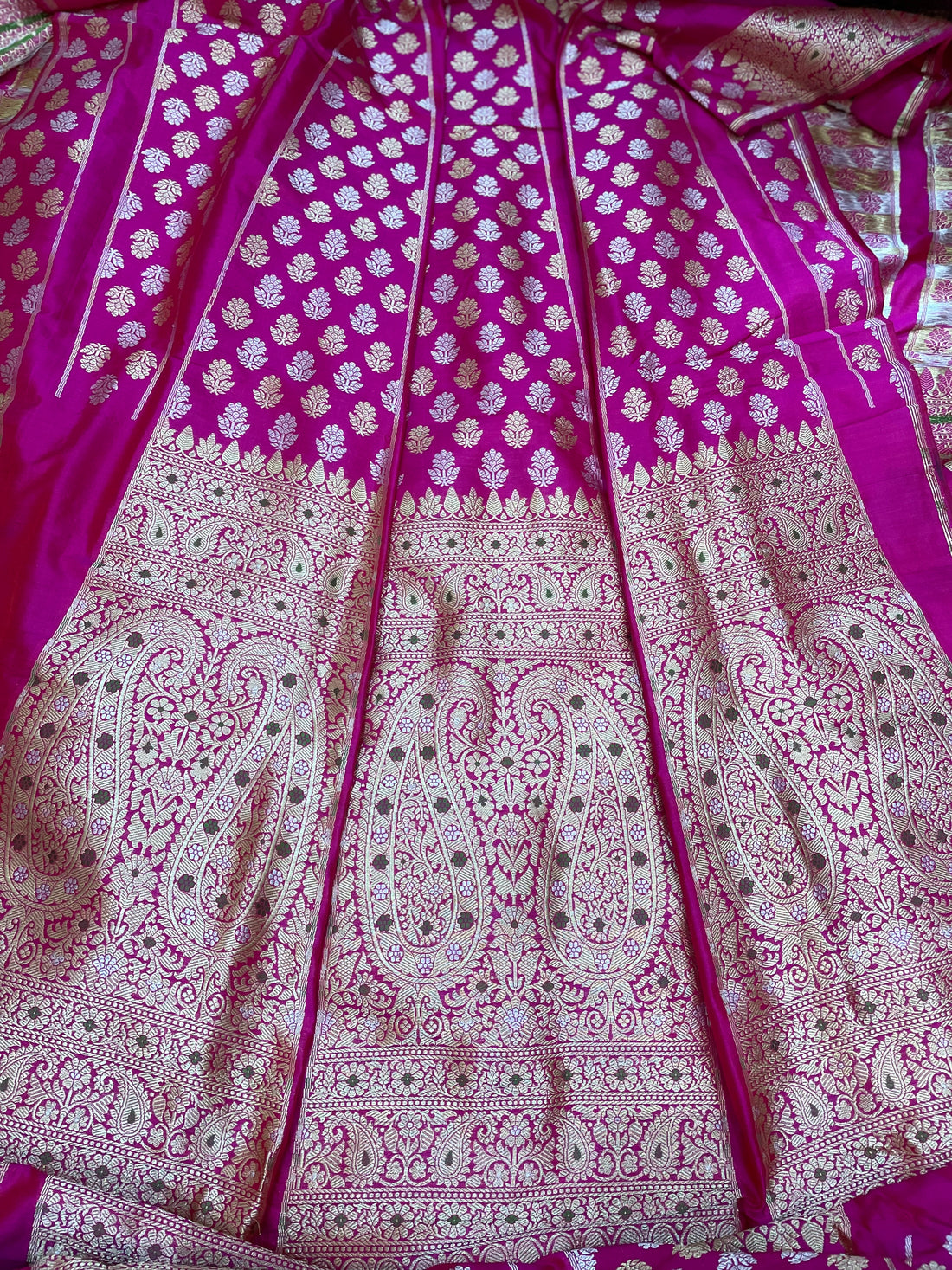 Rhea Pink Handwoven Pure Kataan Silk Banarasi Lehenga