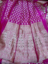 Load image into Gallery viewer, Pink Handwoven Pure Silk Banarasi Lehenga
