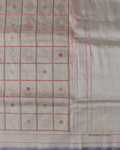 Cream Handwoven Pure Silk Banarasi Saree