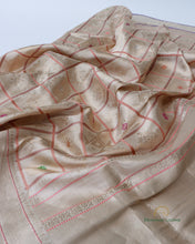 Load image into Gallery viewer, Cream Handwoven Pure Silk Banarasi Saree
