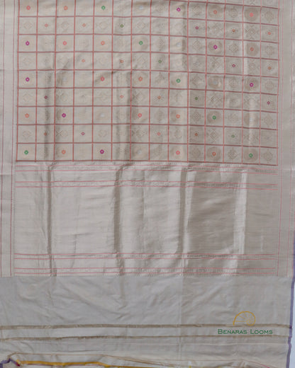 Cream Handwoven Pure Silk Banarasi Saree