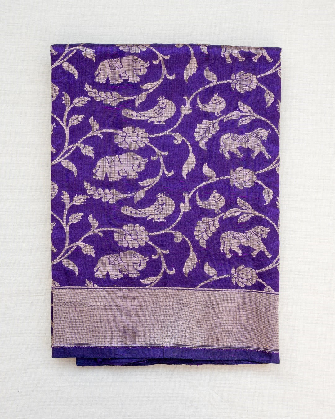 Purple Handwoven Shikargah Pure Silk Banarasi Dupatta
