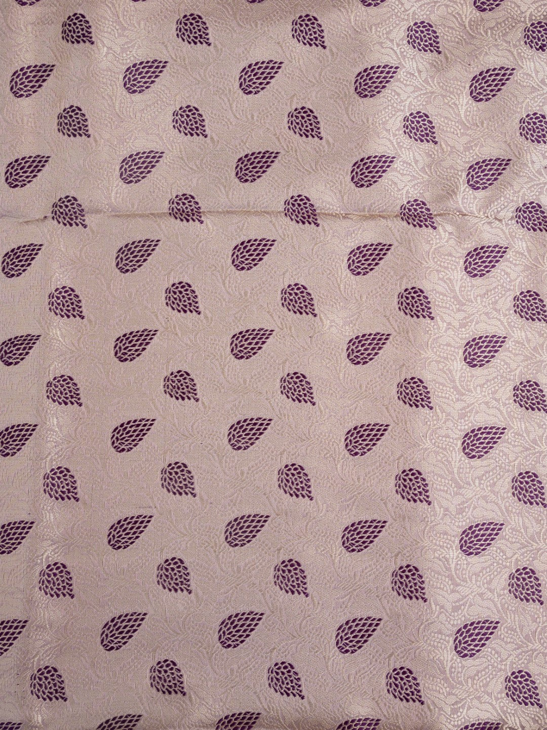 Beige Handwoven Meenakari Jangla Pure Silk Fabric