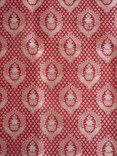 Load image into Gallery viewer, Red Handwoven Brocade Jangla Pure Silk Fabric
