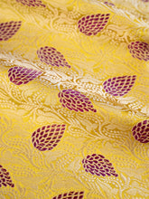 Load image into Gallery viewer, Yellow Handwoven Meenakari Jangla Pure Silk Fabric
