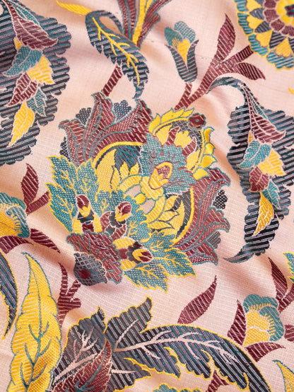 Pink Kinkhwab Handwoven Pure Silk Fabric