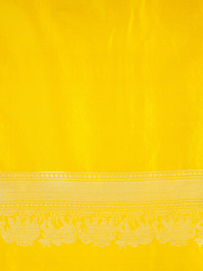 Yellow Handwoven Pure Silk Shikargah Banarasi Saree