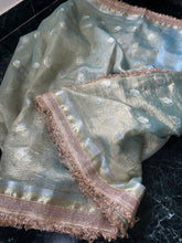 Load image into Gallery viewer, Pista Green Tissue Silk Saree with Embellished Border
