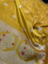 Load image into Gallery viewer, Mustard Yellow Pure Silk Banarasi Saree
