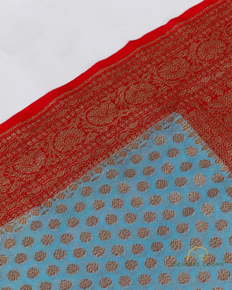 Blue Georgette Banarasi Buti Saree with Antique Zari